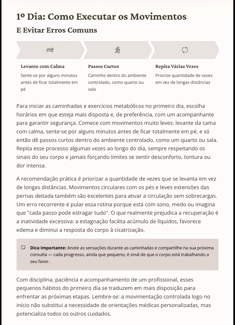 Página do guia: 1º dia, como executar os movimentos e evitar erros comuns